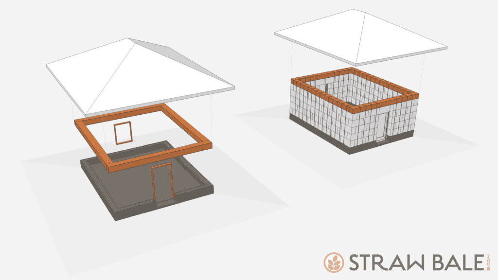 sketch of strawbale load bearing home design
