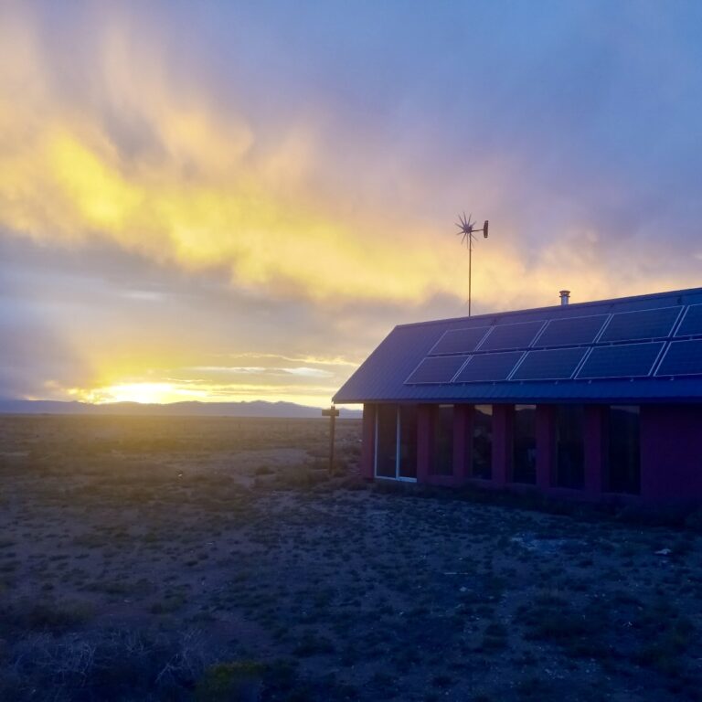 Strawbale home for sale - sunset