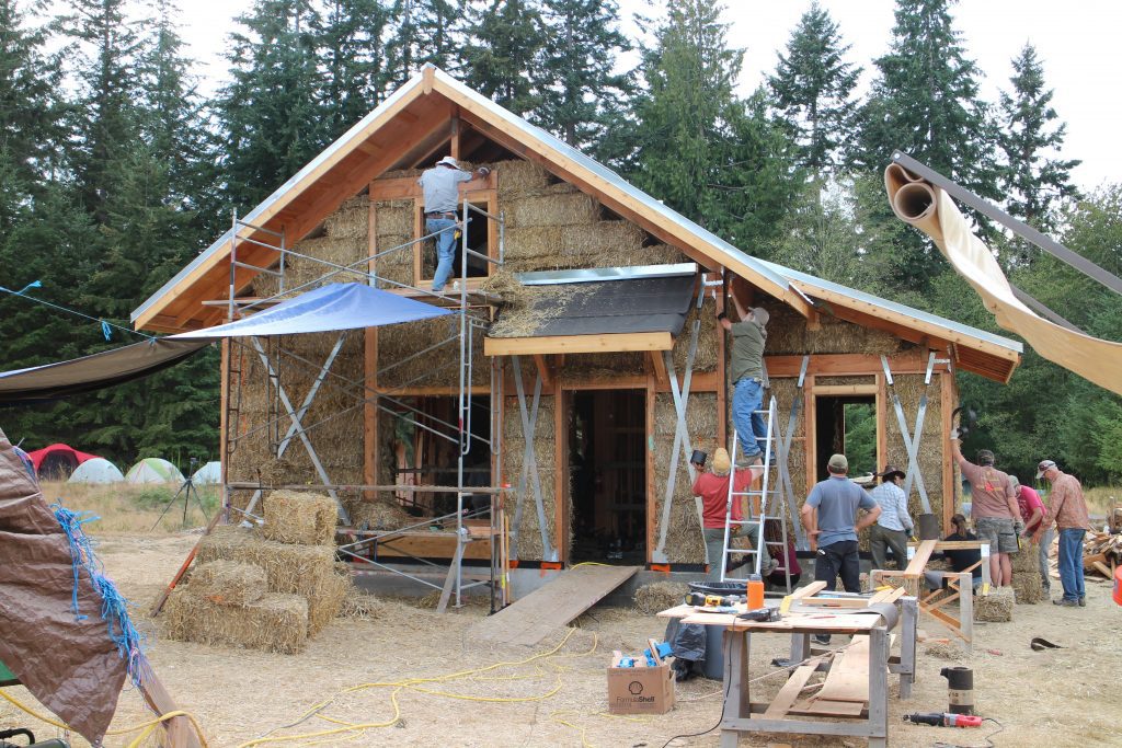 strawbale cottage in construction