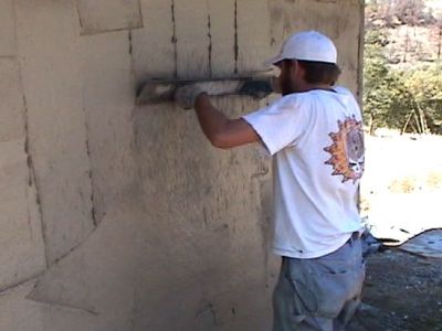 plastering straw bale wall