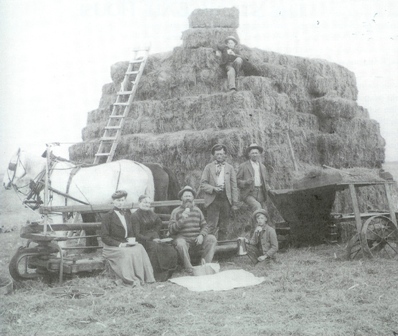 old straw bale wagon