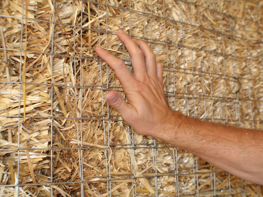 welded wire mesh on straw bale home wall