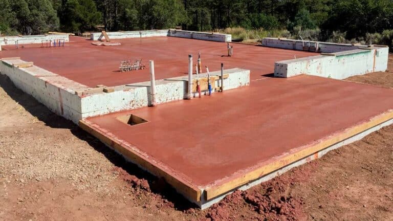 Finished pour of a straw bale home foundation