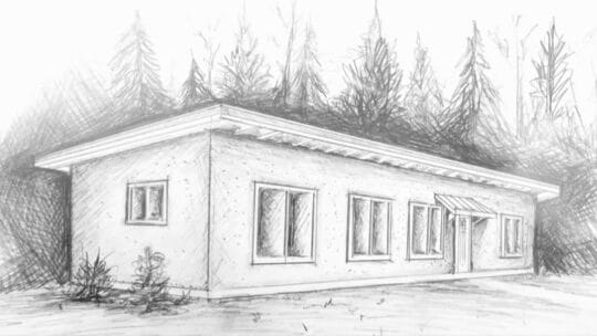 sketch of straw bale home